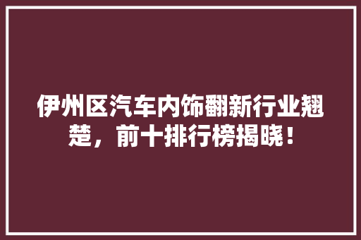 伊州区汽车内饰翻新行业翘楚，前十排行榜揭晓！