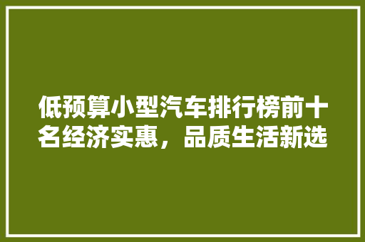 低预算小型汽车排行榜前十名经济实惠，品质生活新选择