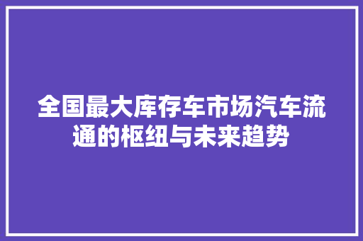 全国最大库存车市场汽车流通的枢纽与未来趋势