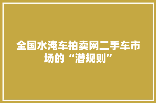 全国水淹车拍卖网二手车市场的“潜规则”