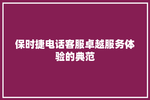 保时捷电话客服卓越服务体验的典范