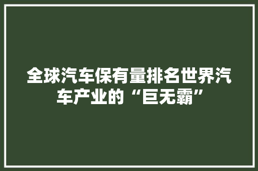 全球汽车保有量排名世界汽车产业的“巨无霸”