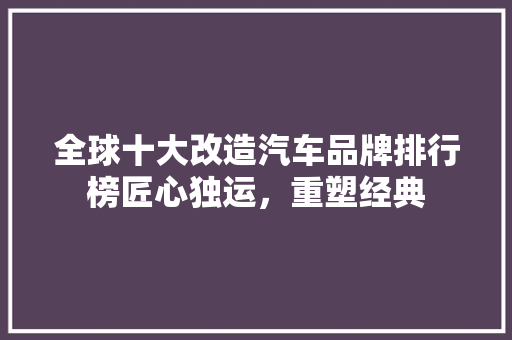 全球十大改造汽车品牌排行榜匠心独运，重塑经典
