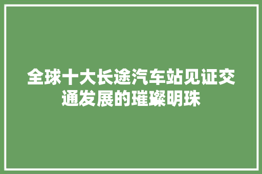 全球十大长途汽车站见证交通发展的璀璨明珠