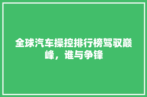 全球汽车操控排行榜驾驭巅峰，谁与争锋
