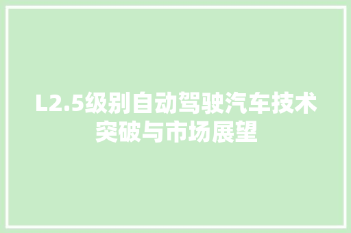 L2.5级别自动驾驶汽车技术突破与市场展望