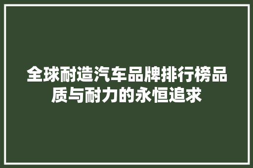 全球耐造汽车品牌排行榜品质与耐力的永恒追求
