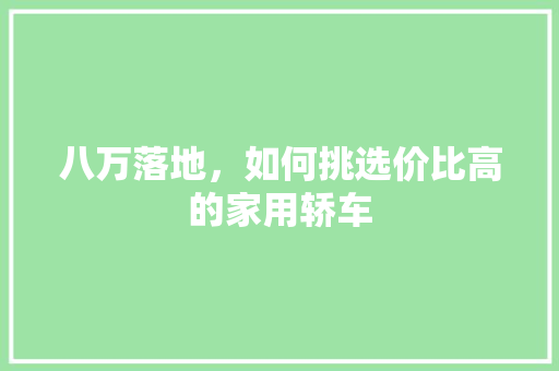八万落地，如何挑选价比高的家用轿车