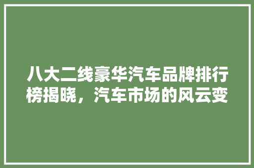 八大二线豪华汽车品牌排行榜揭晓，汽车市场的风云变幻