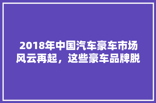 2018年中国汽车豪车市场风云再起，这些豪车品牌脱颖而出