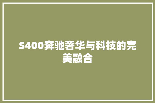 S400奔驰奢华与科技的完美融合
