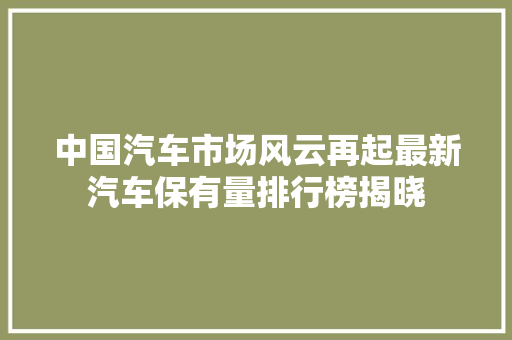 中国汽车市场风云再起最新汽车保有量排行榜揭晓