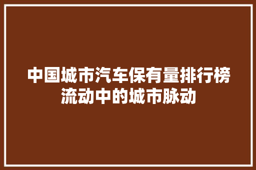 中国城市汽车保有量排行榜流动中的城市脉动