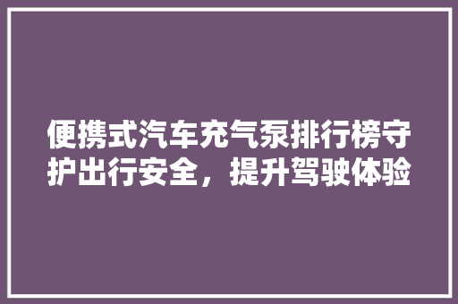 便携式汽车充气泵排行榜守护出行安全，提升驾驶体验
