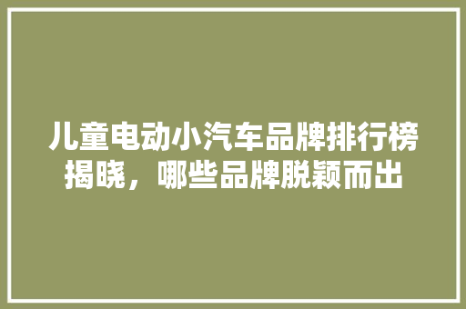 儿童电动小汽车品牌排行榜揭晓，哪些品牌脱颖而出