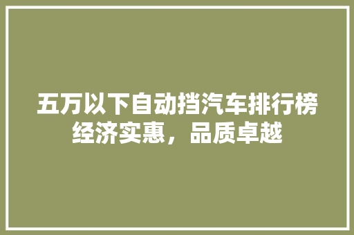 五万以下自动挡汽车排行榜经济实惠，品质卓越