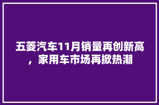 五菱汽车11月销量再创新高，家用车市场再掀热潮