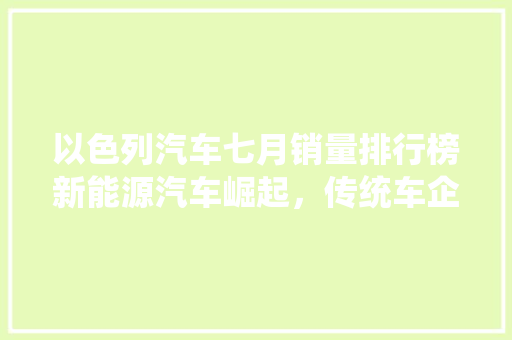 以色列汽车七月销量排行榜新能源汽车崛起，传统车企面临挑战