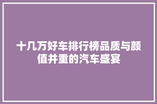 十几万好车排行榜品质与颜值并重的汽车盛宴