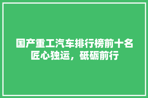 国产重工汽车排行榜前十名匠心独运，砥砺前行
