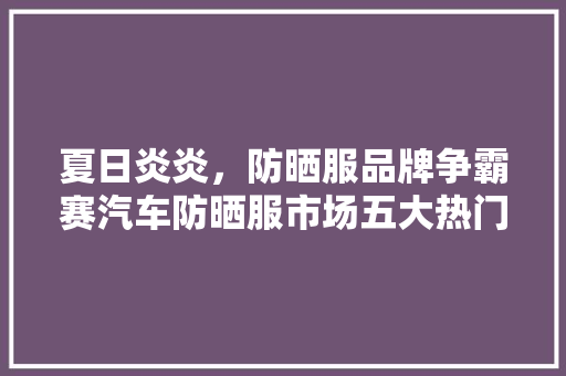 夏日炎炎，防晒服品牌争霸赛汽车防晒服市场五大热门品牌