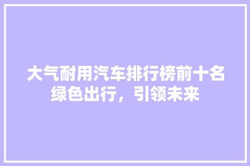 大气耐用汽车排行榜前十名绿色出行，引领未来