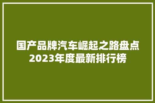 国产品牌汽车崛起之路盘点2023年度最新排行榜