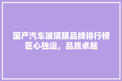 国产汽车玻璃膜品牌排行榜匠心独运，品质卓越