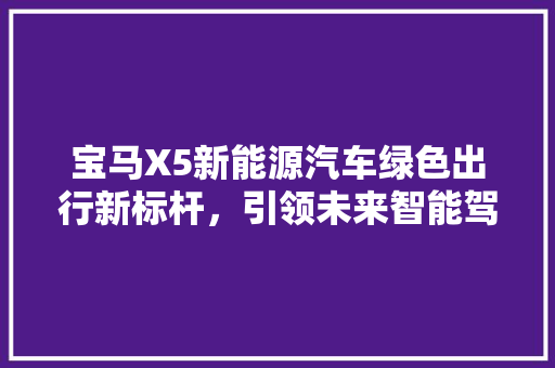 宝马X5新能源汽车绿色出行新标杆，引领未来智能驾驶潮流