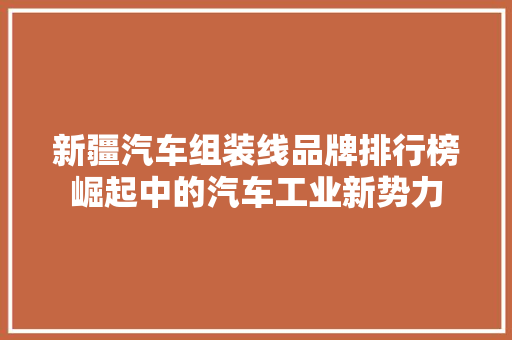 新疆汽车组装线品牌排行榜崛起中的汽车工业新势力