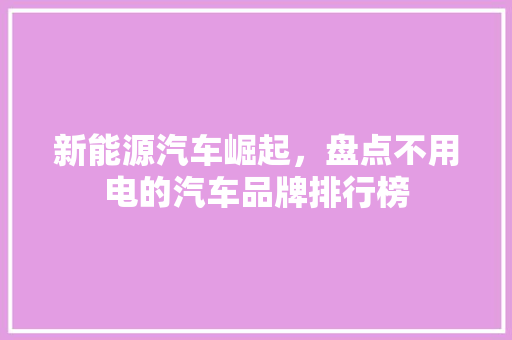 新能源汽车崛起，盘点不用电的汽车品牌排行榜
