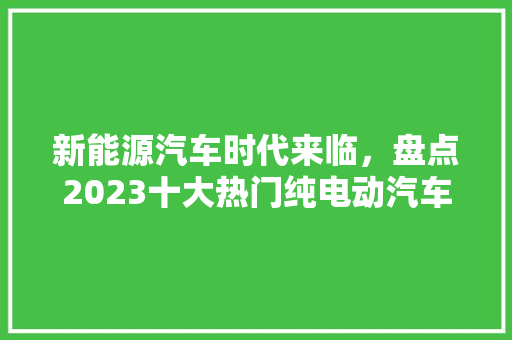 新能源汽车时代来临，盘点2023十大热门纯电动汽车
