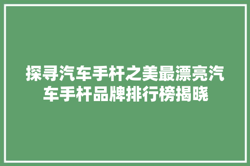 探寻汽车手杆之美最漂亮汽车手杆品牌排行榜揭晓