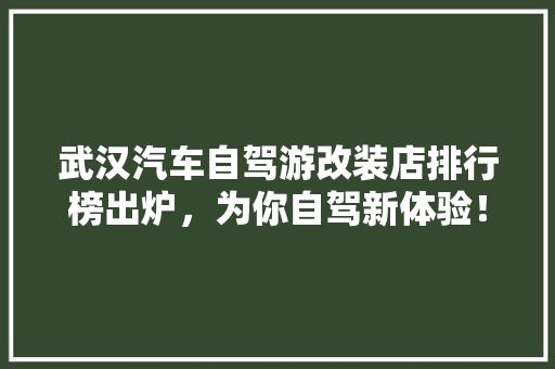 武汉汽车自驾游改装店排行榜出炉，为你自驾新体验！