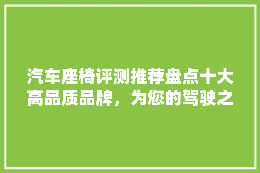 汽车座椅评测推荐盘点十大高品质品牌，为您的驾驶之旅保驾护航