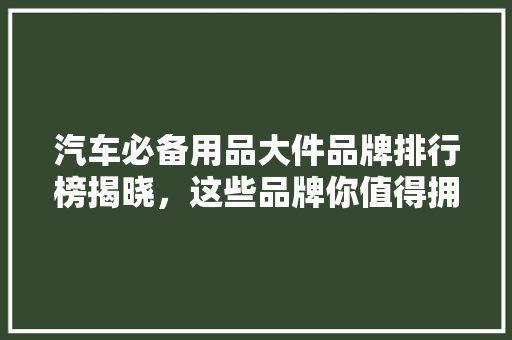 汽车必备用品大件品牌排行榜揭晓，这些品牌你值得拥有！