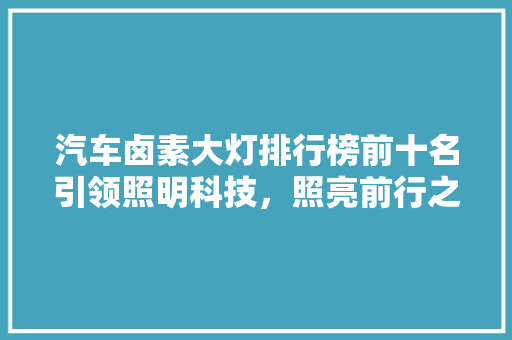 汽车卤素大灯排行榜前十名引领照明科技，照亮前行之路