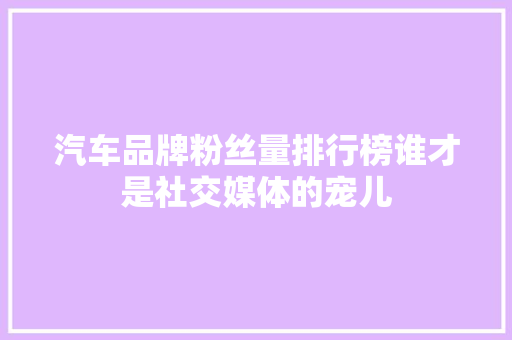 汽车品牌粉丝量排行榜谁才是社交媒体的宠儿