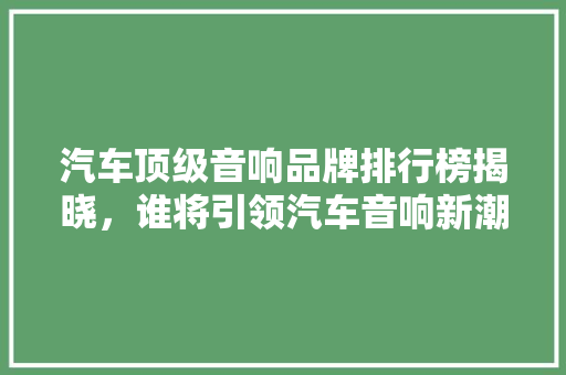 汽车顶级音响品牌排行榜揭晓，谁将引领汽车音响新潮流