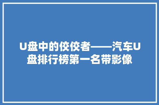 U盘中的佼佼者——汽车U盘排行榜第一名带影像