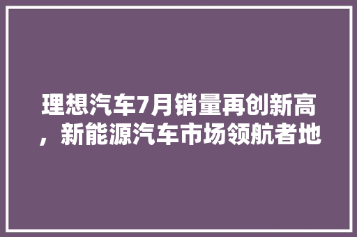 理想汽车7月销量再创新高，新能源汽车市场领航者地位稳固