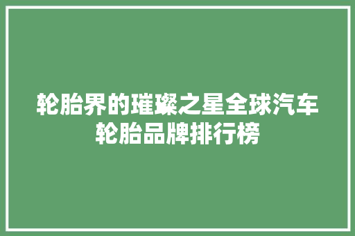 轮胎界的璀璨之星全球汽车轮胎品牌排行榜