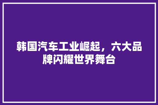 韩国汽车工业崛起，六大品牌闪耀世界舞台