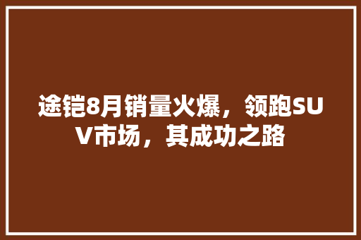 途铠8月销量火爆，领跑SUV市场，其成功之路