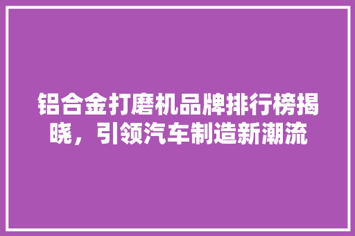铝合金打磨机品牌排行榜揭晓，引领汽车制造新潮流