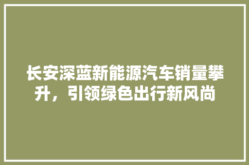 长安深蓝新能源汽车销量攀升，引领绿色出行新风尚