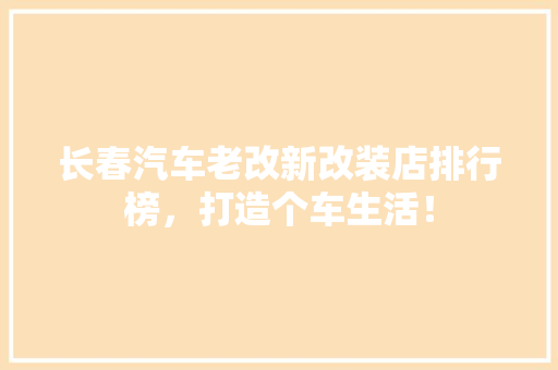 长春汽车老改新改装店排行榜，打造个车生活！