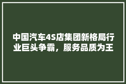 中国汽车4S店集团新格局行业巨头争霸，服务品质为王