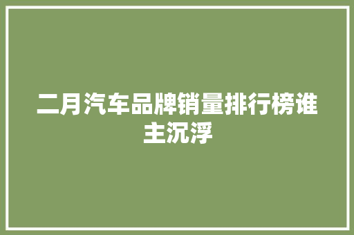 二月汽车品牌销量排行榜谁主沉浮