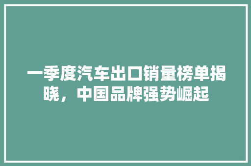 一季度汽车出口销量榜单揭晓，中国品牌强势崛起